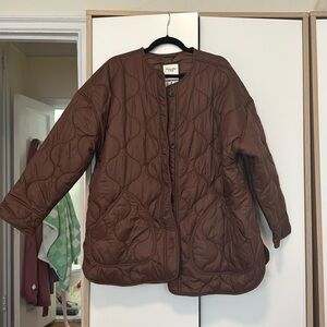 abercrombie quilted shell jacket brown large